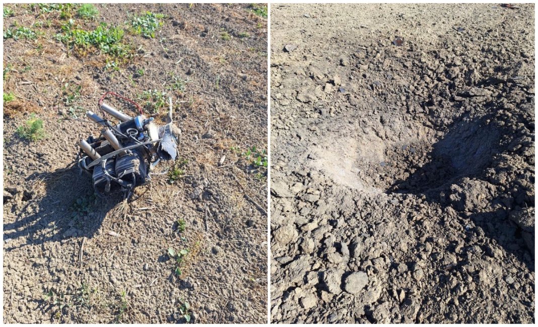 Crater de 1,5 metri, motor de dronă și muniție neexplodată găsite în Padina, județul Tulcea
