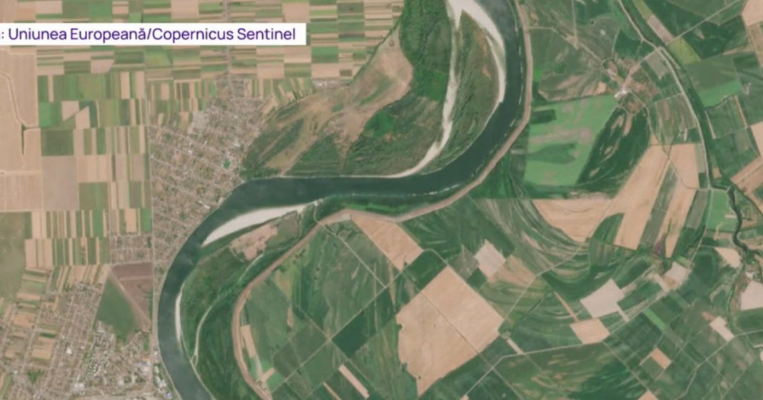 Dezastrul de pe Dunăre văzut de la satelit: Fotografii cu fluviul înainte și după perioada de secetă