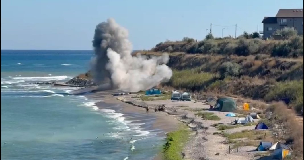 Momentul de explozie al dronei descoperite la Tuzla, validat de MApN, cu încărcătură de exploziv.